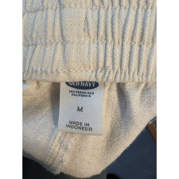 Old Navy Linen Blend Cuffed Women’s Shorts Pockets Draw String Medium M Beige - Picture 3 of 3